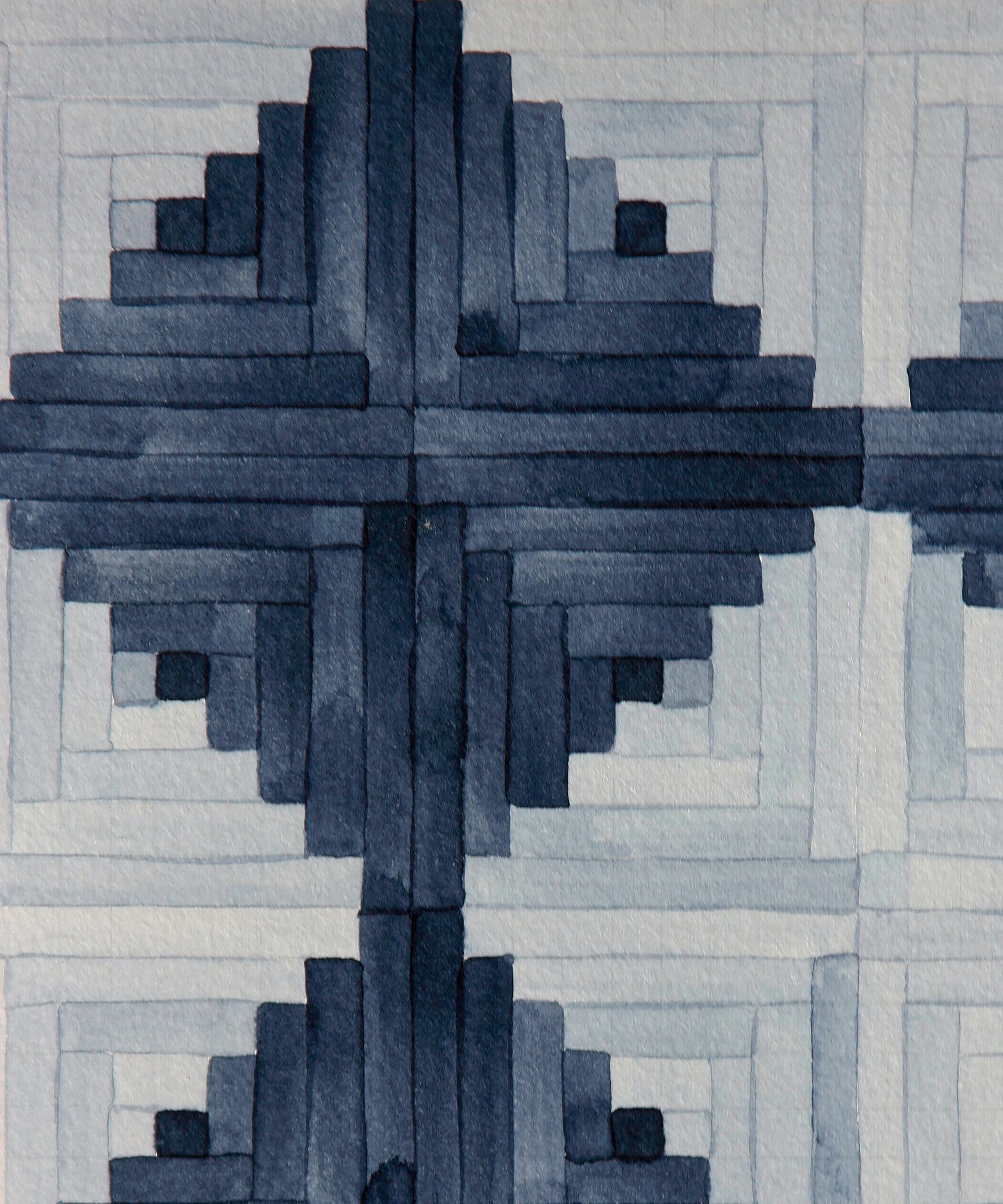 Log Cabin Quilt Study - Diamonds in Indigo