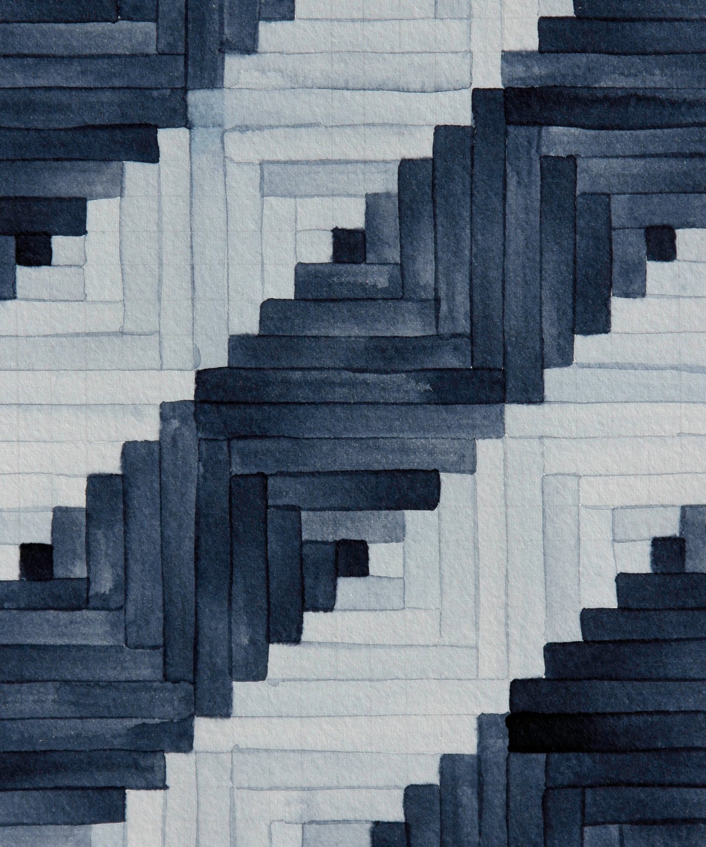 Log Cabin Quilt Study - Stripes in Indigo