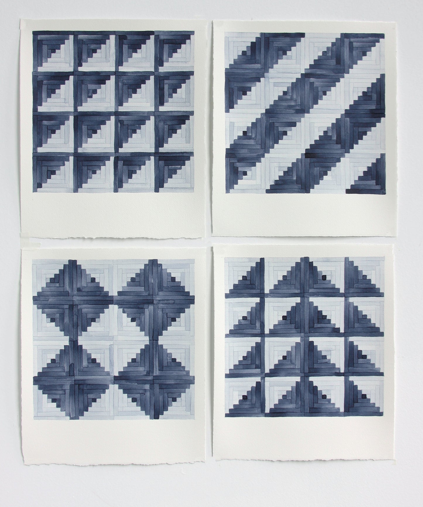 Log Cabin Quilt Study - Stripes in Indigo