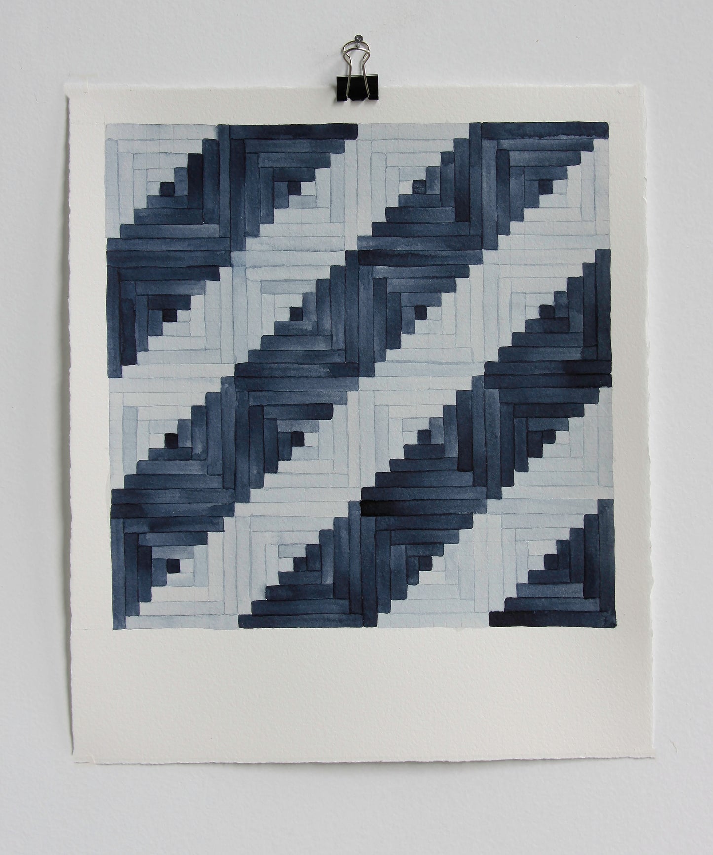 Log Cabin Quilt Study - Stripes in Indigo